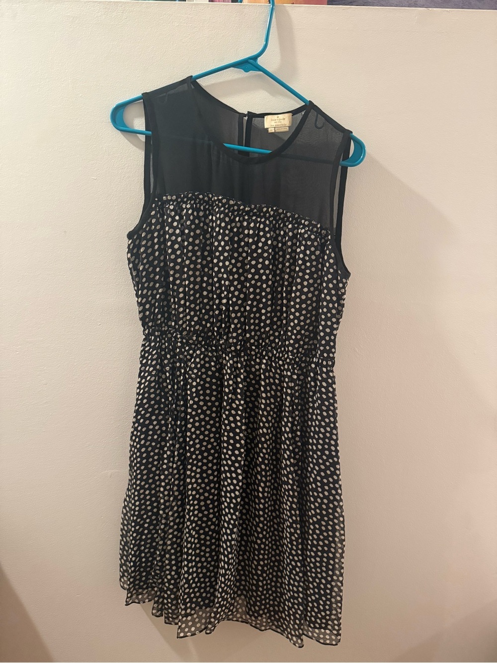kate spade Black Dress with White Polka Dots and Sheer Yoke
